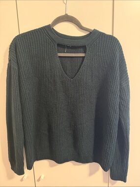Pink Rose Women's Deep Teal V-Neck Knit Sweater